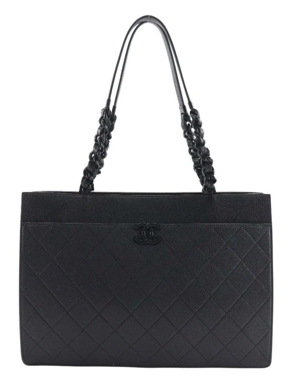 CHANEL Large shopping Tote Bag AS2304 Matelasse black leather/Grained